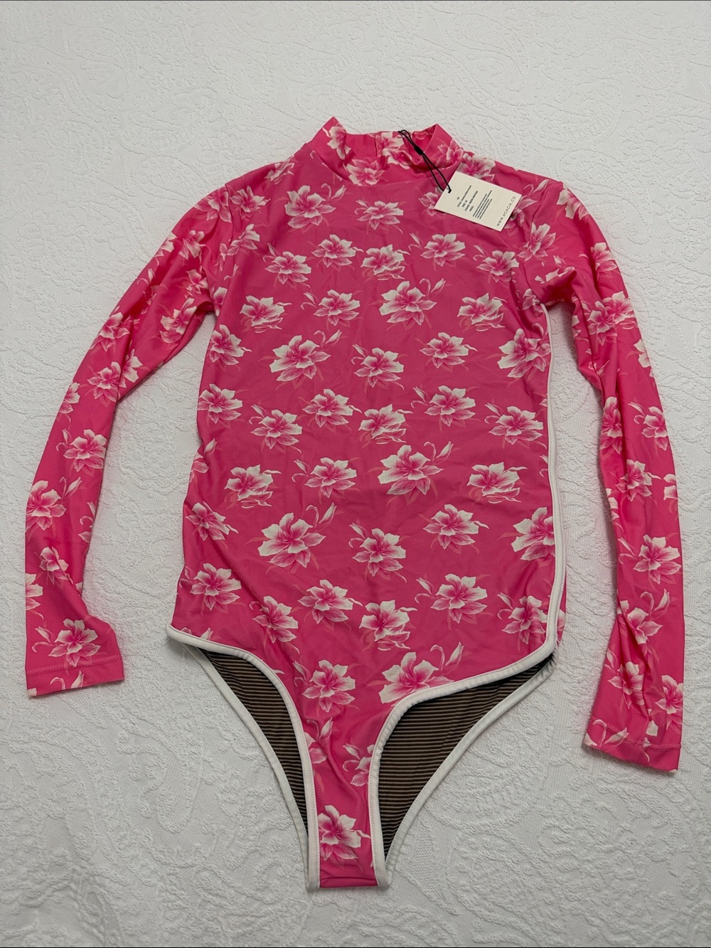 Acacia swimwear Long Sleeve Pink Floral Rash Guard Swimsuit